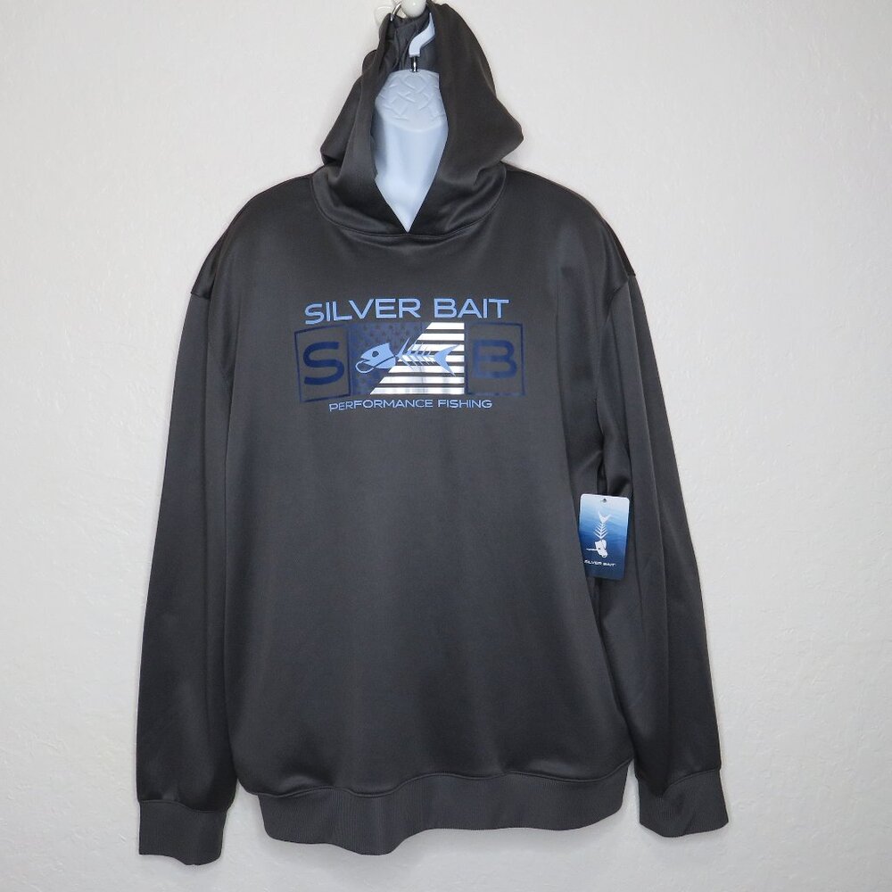 Silver Bait* Men's Long Sleeve Straight Hem Front Pockets Pull-Over‎ Hoodie~ XXL
